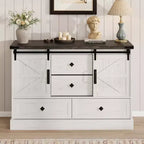 Commode de ferme pour chambre à coucher avec 4 tiroirs et portes coulissantes style grange, commode de rangement, meuble TV rustique avec étagère, organisateur pour salon, entrée