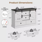 Commode de ferme pour chambre à coucher avec 4 tiroirs et portes coulissantes style grange, commode de rangement, meuble TV rustique avec étagère, organisateur pour salon, entrée