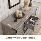 Commode de ferme pour chambre à coucher avec 4 tiroirs et portes coulissantes style grange, commode de rangement, meuble TV rustique avec étagère, organisateur pour salon, entrée