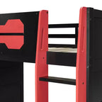 Lit mezzanine double avec bureau, étagères de rangement, éclairage et station de charge, lit de jeu en bois pour adolescents et adultes, aucun sommier tapissier requis