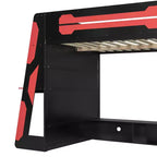 Lit mezzanine double avec bureau, étagères de rangement, éclairage et station de charge, lit de jeu en bois pour adolescents et adultes, aucun sommier tapissier requis