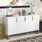Zevemomo Buffet Sideboard Storage Cabinet 60inch Coffee Bar Console Table with Adjustable Shelf, 4 Doors, White