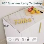 Buffet Bahut Meuble de Rangement 152cm avec Étagère Réglable, 4 Portes, Blanc
