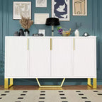 Buffet Bahut Meuble de Rangement 152cm avec Étagère Réglable, 4 Portes, Blanc