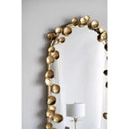 Miroir en pied arqué 130*74cm avec accents de feuilles dorées, miroir mural décoratif, miroir corporel pour salle de maquillage, magasin de vêtements, doré