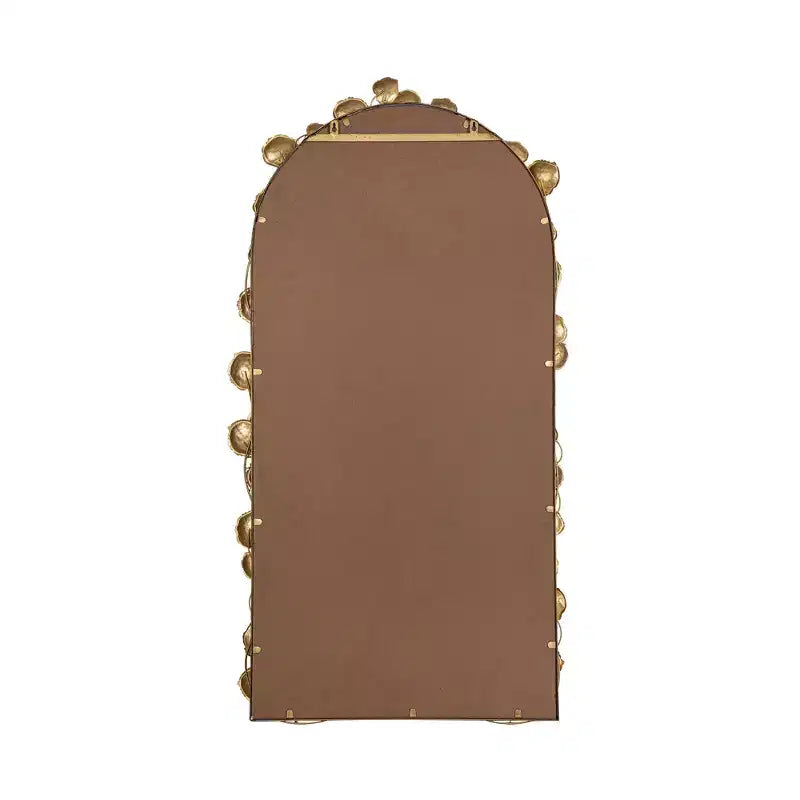 Miroir en pied arqué 130*74cm avec accents de feuilles dorées, miroir mural décoratif, miroir corporel pour salle de maquillage, magasin de vêtements, doré