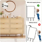 Commode en rotin à 6 tiroirs – Commode bohème de 108 cm avec pieds dorés et dispositif anti-basculement, finition naturelle pour chambre et salon