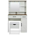 Bellemave Makeup Vanity Desk with Mirror and Lights,Dressing Table with Adjustable Shelves,2 Drawers and Side Cabinet for Bedroom, White