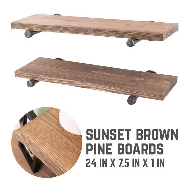 Étagères Sunset Brown de 24 po avec supports droits par