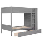 Lit superposé, cadre de lit superposé en bois avec 2 tiroirs et armoire multicouche pour enfants, adolescents et adultes