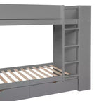 Lit superposé, cadre de lit superposé en bois avec 2 tiroirs et armoire multicouche pour enfants, adolescents et adultes