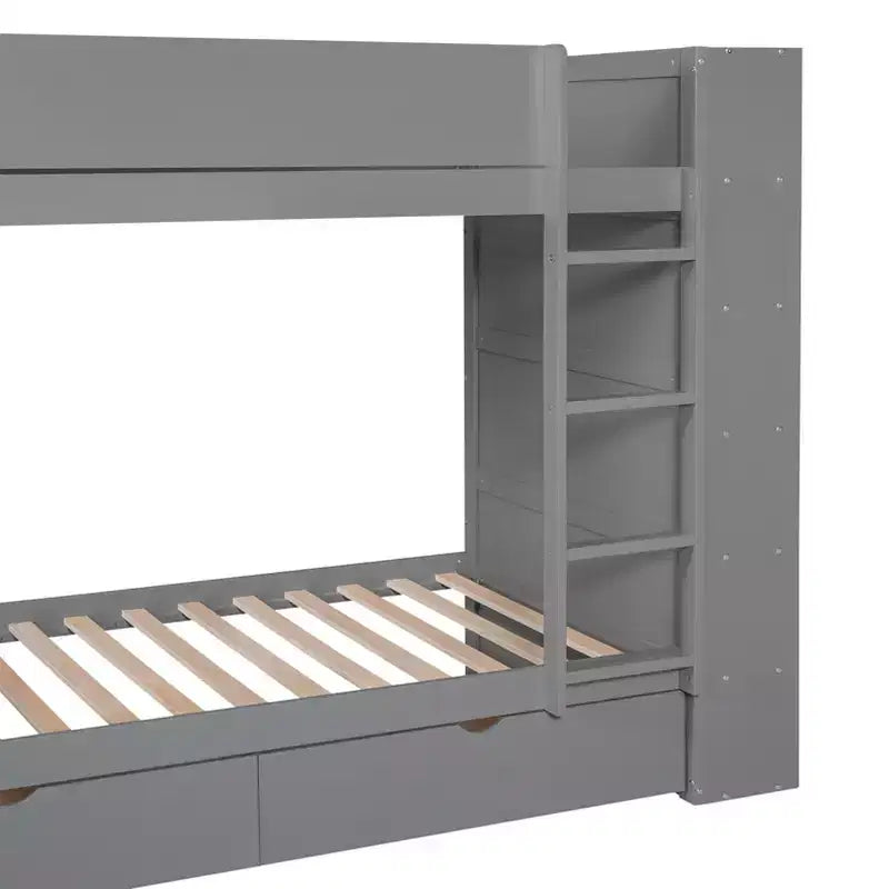 Lit superposé, cadre de lit superposé en bois avec 2 tiroirs et armoire multicouche pour enfants, adolescents et adultes