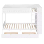 Lit superposé, cadre de lit superposé en bois avec 2 tiroirs et armoire multicouche pour enfants, adolescents et adultes