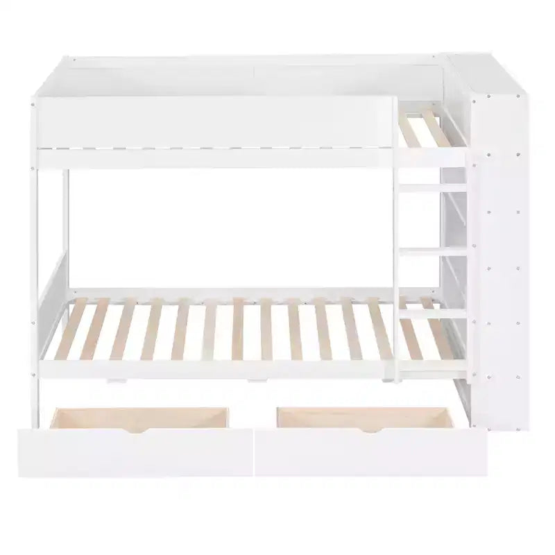 Lit superposé, cadre de lit superposé en bois avec 2 tiroirs et armoire multicouche pour enfants, adolescents et adultes