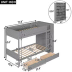 Lit superposé, cadre de lit superposé en bois avec 2 tiroirs et armoire multicouche pour enfants, adolescents et adultes