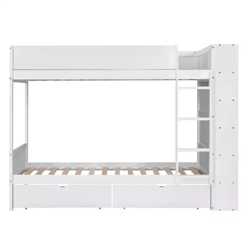Lit superposé, cadre de lit superposé en bois avec 2 tiroirs et armoire multicouche pour enfants, adolescents et adultes