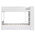 Lit superposé, cadre de lit superposé en bois avec 2 tiroirs et armoire multicouche pour enfants, adolescents et adultes