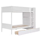 Lit superposé, cadre de lit superposé en bois avec 2 tiroirs et armoire multicouche pour enfants, adolescents et adultes