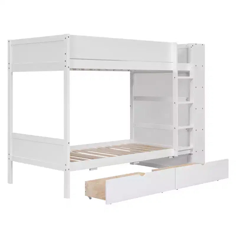 Lit superposé, cadre de lit superposé en bois avec 2 tiroirs et armoire multicouche pour enfants, adolescents et adultes