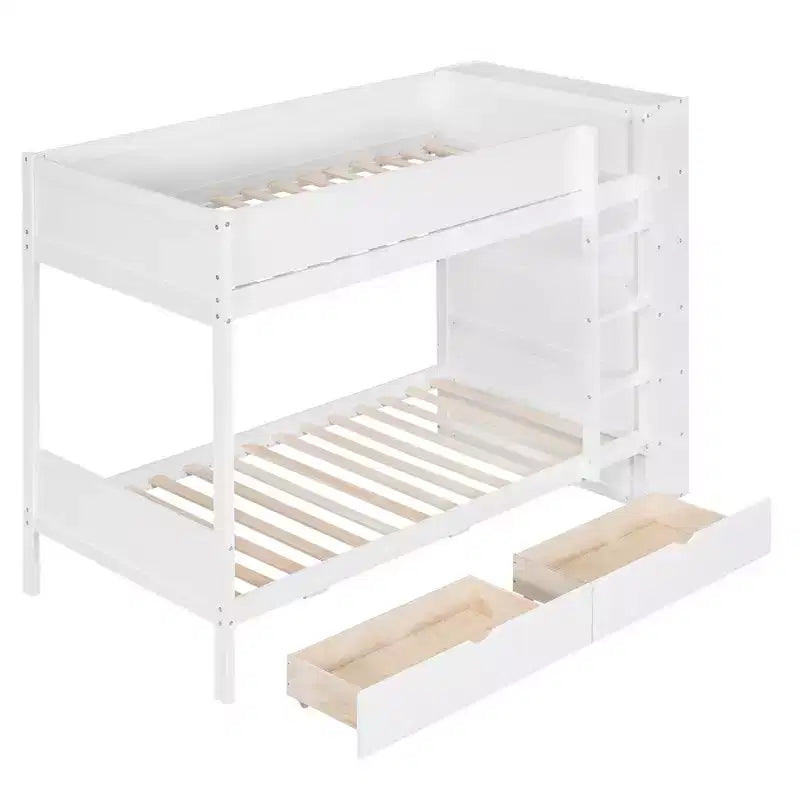 Lit superposé, cadre de lit superposé en bois avec 2 tiroirs et armoire multicouche pour enfants, adolescents et adultes
