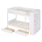 Lit superposé, cadre de lit superposé en bois avec 2 tiroirs et armoire multicouche pour enfants, adolescents et adultes