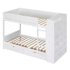Lit superposé, cadre de lit superposé en bois avec 2 tiroirs et armoire multicouche pour enfants, adolescents et adultes