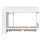 Lit superposé, cadre de lit superposé en bois avec 2 tiroirs et armoire multicouche pour enfants, adolescents et adultes