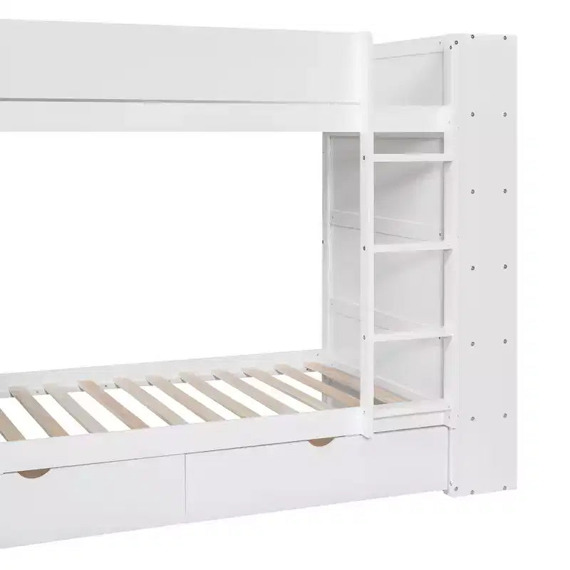 Lit superposé, cadre de lit superposé en bois avec 2 tiroirs et armoire multicouche pour enfants, adolescents et adultes