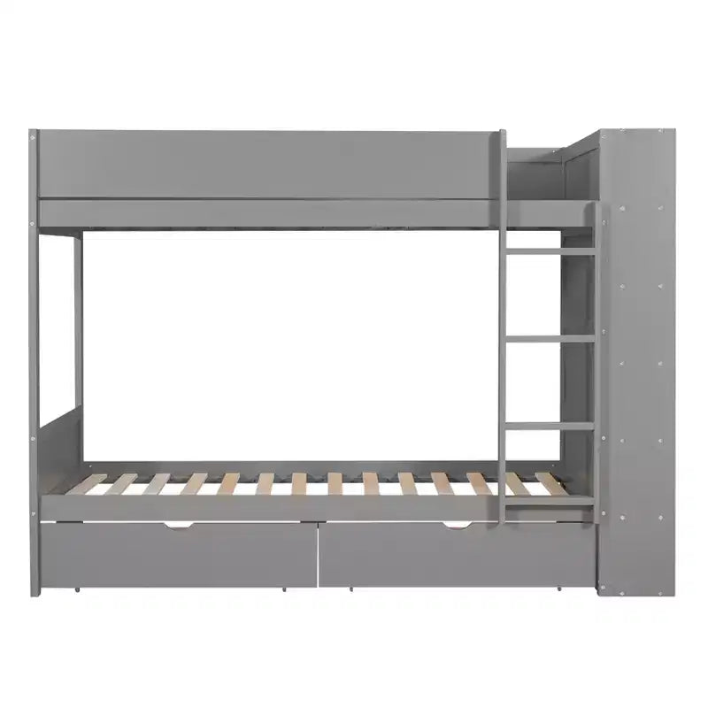 Lit superposé, cadre de lit superposé en bois avec 2 tiroirs et armoire multicouche pour enfants, adolescents et adultes