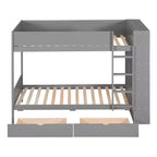 Lit superposé, cadre de lit superposé en bois avec 2 tiroirs et armoire multicouche pour enfants, adolescents et adultes