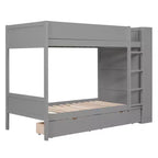 Lit superposé, cadre de lit superposé en bois avec 2 tiroirs et armoire multicouche pour enfants, adolescents et adultes