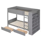 Lit superposé, cadre de lit superposé en bois avec 2 tiroirs et armoire multicouche pour enfants, adolescents et adultes