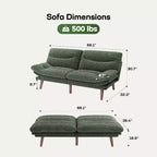 66.1 Canapé convertible en futon, Canapé futon avec dossier et accoudoirs réglables, Petit canapé-lit convertible pour petits appartements, bureau, studio
