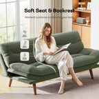 66.1 Canapé convertible en futon, Canapé futon avec dossier et accoudoirs réglables, Petit canapé-lit convertible pour petits appartements, bureau, studio