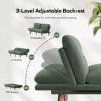 66.1 Canapé convertible en futon, Canapé futon avec dossier et accoudoirs réglables, Petit canapé-lit convertible pour petits appartements, bureau, studio
