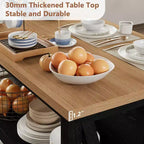 Îlot de cuisine en bois avec prise de courant et lumières LED, étagère de boulanger avec rangement, noir