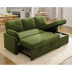 AMERLIFE Sofa Bed, L Shaped Sleeper with Storage Chaise, Convertible Pull Out Couch for Living Room