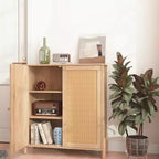 Sideboard Buffet Cabinet with Rattan Decor Doors & Adjustable Shelves, Kitchen Storage Cabinets Accent Cabinet Console Table for Entryway Dining Room