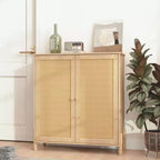 Bahut-buffet avec portes en rotin et étagères réglables, Meuble de rangement de cuisine, Meuble d'appoint, Table console pour entrée et salle à manger