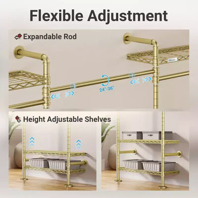 L5 Portemanteau mural extensible pour coin, en forme de L, tuyau industriel robuste