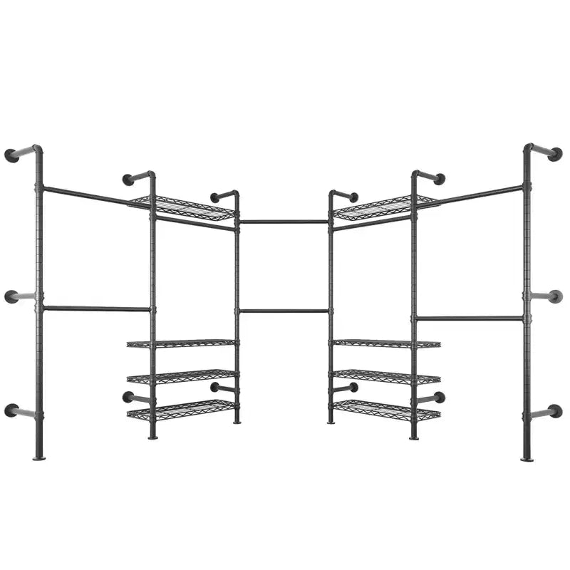 L5 Portemanteau mural extensible pour coin, en forme de L, tuyau industriel robuste
