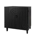 Buffet de salle à manger 59" à cannelures avec 4 portes, meuble d'entrée noir antique, armoire de rangement décorative, crédence d'appoint pour salon, cuisine, maison