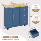 39,8 W Chariot d'îlot de cuisine roulant, Armoire utilitaire mobile avec 3 tiroirs, 2 portes, porte-serviettes pour salle à manger