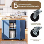 39,8 W Chariot d'îlot de cuisine roulant, Armoire utilitaire mobile avec 3 tiroirs, 2 portes, porte-serviettes pour salle à manger