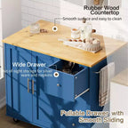 39,8 W Chariot d'îlot de cuisine roulant, Armoire utilitaire mobile avec 3 tiroirs, 2 portes, porte-serviettes pour salle à manger