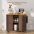 39,8 W Chariot d'îlot de cuisine roulant, Armoire utilitaire mobile avec 3 tiroirs, 2 portes, porte-serviettes pour salle à manger