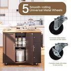 39,8 W Chariot d'îlot de cuisine roulant, Armoire utilitaire mobile avec 3 tiroirs, 2 portes, porte-serviettes pour salle à manger