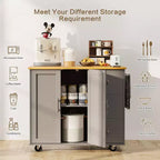 39,8 W Chariot d'îlot de cuisine roulant, Armoire utilitaire mobile avec 3 tiroirs, 2 portes, porte-serviettes pour salle à manger