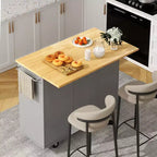 39,8 W Chariot d'îlot de cuisine roulant, Armoire utilitaire mobile avec 3 tiroirs, 2 portes, porte-serviettes pour salle à manger