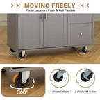 39,8 W Chariot d'îlot de cuisine roulant, Armoire utilitaire mobile avec 3 tiroirs, 2 portes, porte-serviettes pour salle à manger